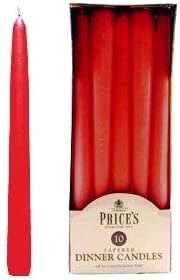 Price's Candles - Red Dinner Candles - 10 Pack - Unscented