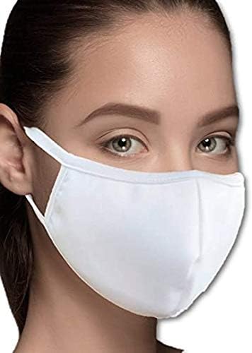 PANYJE Premium 3 layer washable & reusable 10 pack face covering 100% cotton for superior protection UK Seller, lightweight, breathable & soft unisex adult size, machine washable plain white (10 pack)