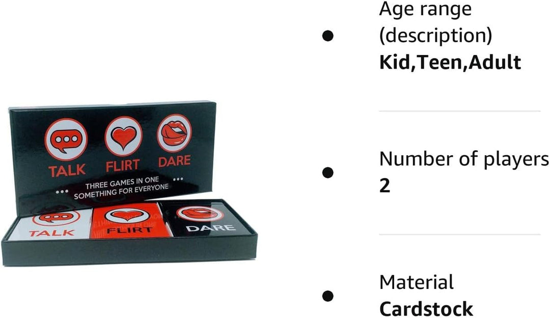 Talk, Flirt or Dare Romantic Card Game for Couples - 3 Games in 1