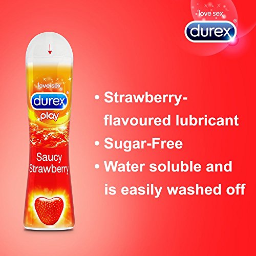 Durex Saucy Lubricant, 50 ml, Strawberry Flavoured