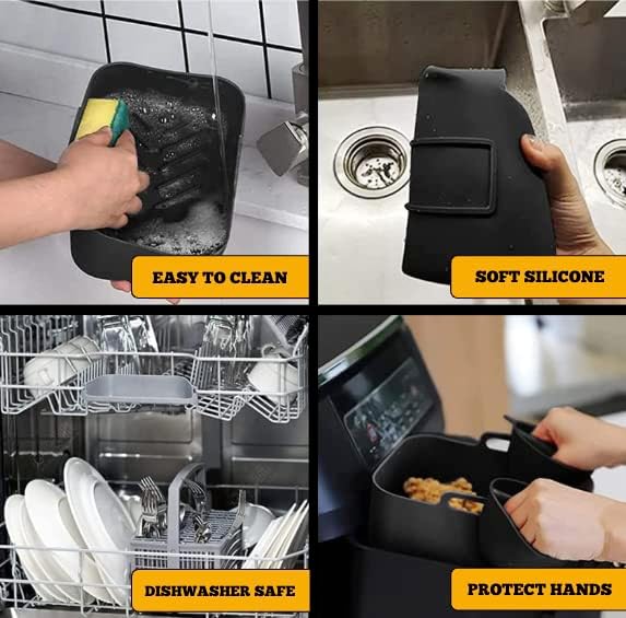 Air Fryer Silicone Pot Basket For Ninja Dual Air Fryer + 2PCS Heat Protective Gloves