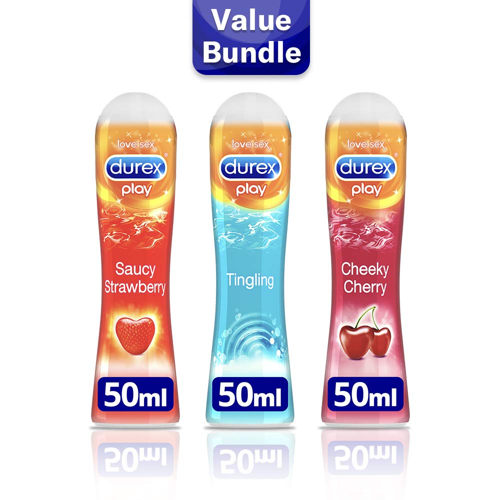 Durex 3 x Lubes Bundle, Cherry 50ml, Tingling 50ml, Strawberry 50ml