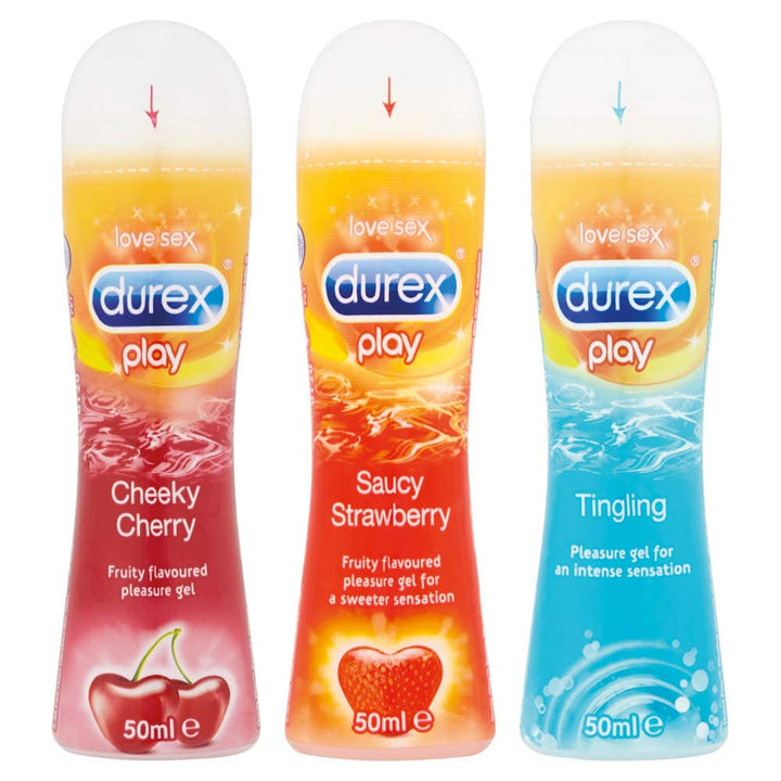 Durex 3 x Lubes Bundle, Cherry 50ml, Tingling 50ml, Strawberry 50ml