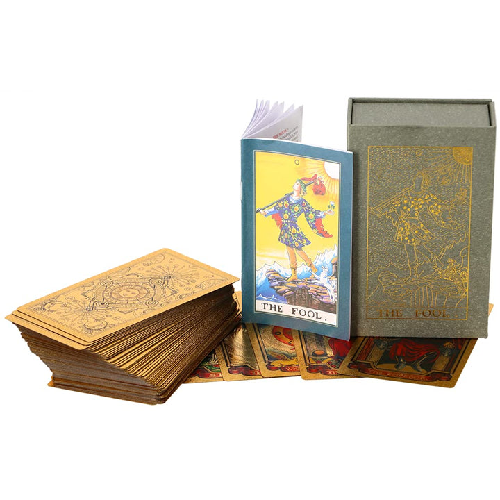 78pcs Luxury Gold Foil Tarot Deck | Gold Tarot Cards With 36 Page Guide Book