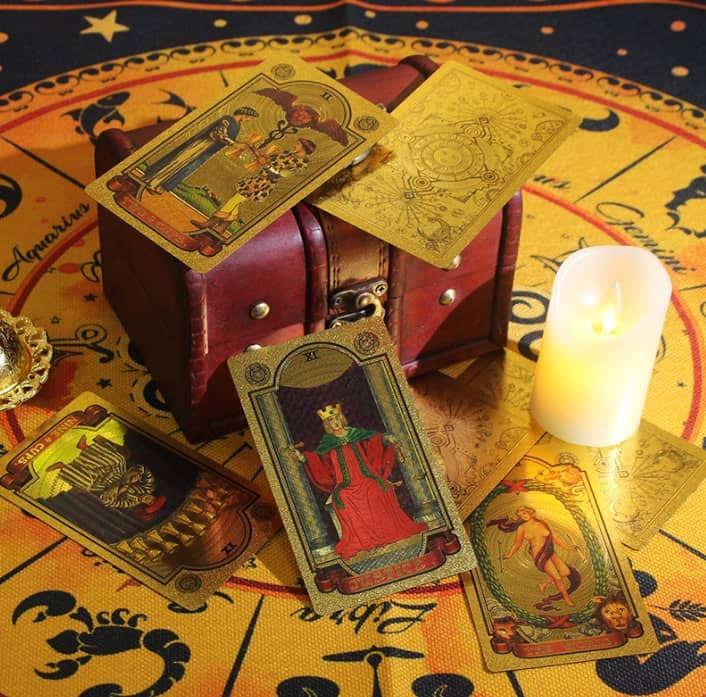 78pcs Luxury Gold Foil Tarot Deck | Gold Tarot Cards With 36 Page Guide Book