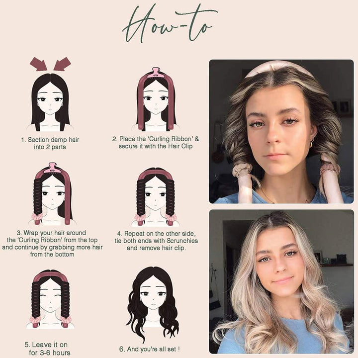 Heatless Hair Curler Headband with Mist Bottle