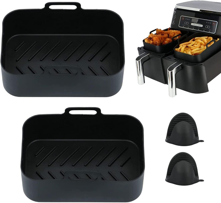 Air Fryer Silicone Pot Basket For Ninja Dual Air Fryer + 2PCS Heat Protective Gloves