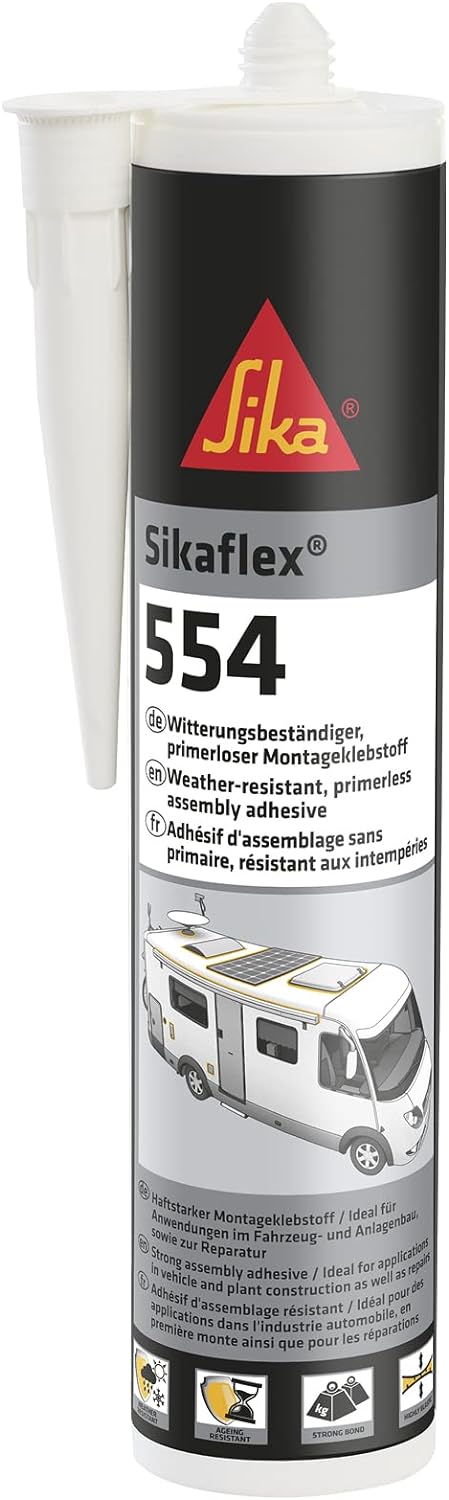 Sika Mounting Adhesive - Sikaflex-554 Black - Ideal for Large Components and High Dynamic Load - Ageing and Weather Resistant - 300 ml