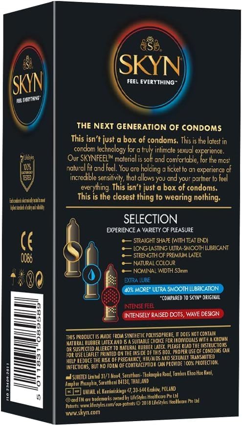 Skyn Selection - Pack of 9 Condoms - Original - Intense Feel - Extra lube
