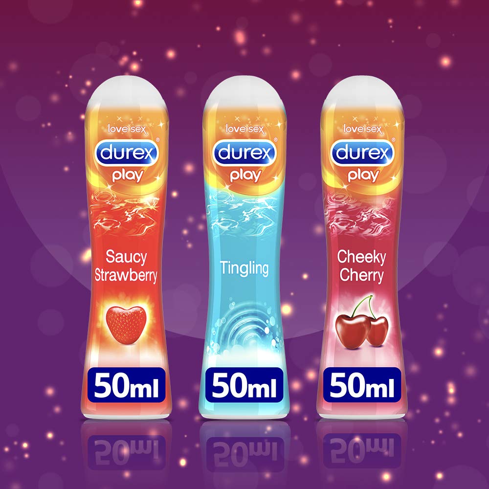 Durex 3 x Lubes Bundle, Cherry 50ml, Tingling 50ml, Strawberry 50ml