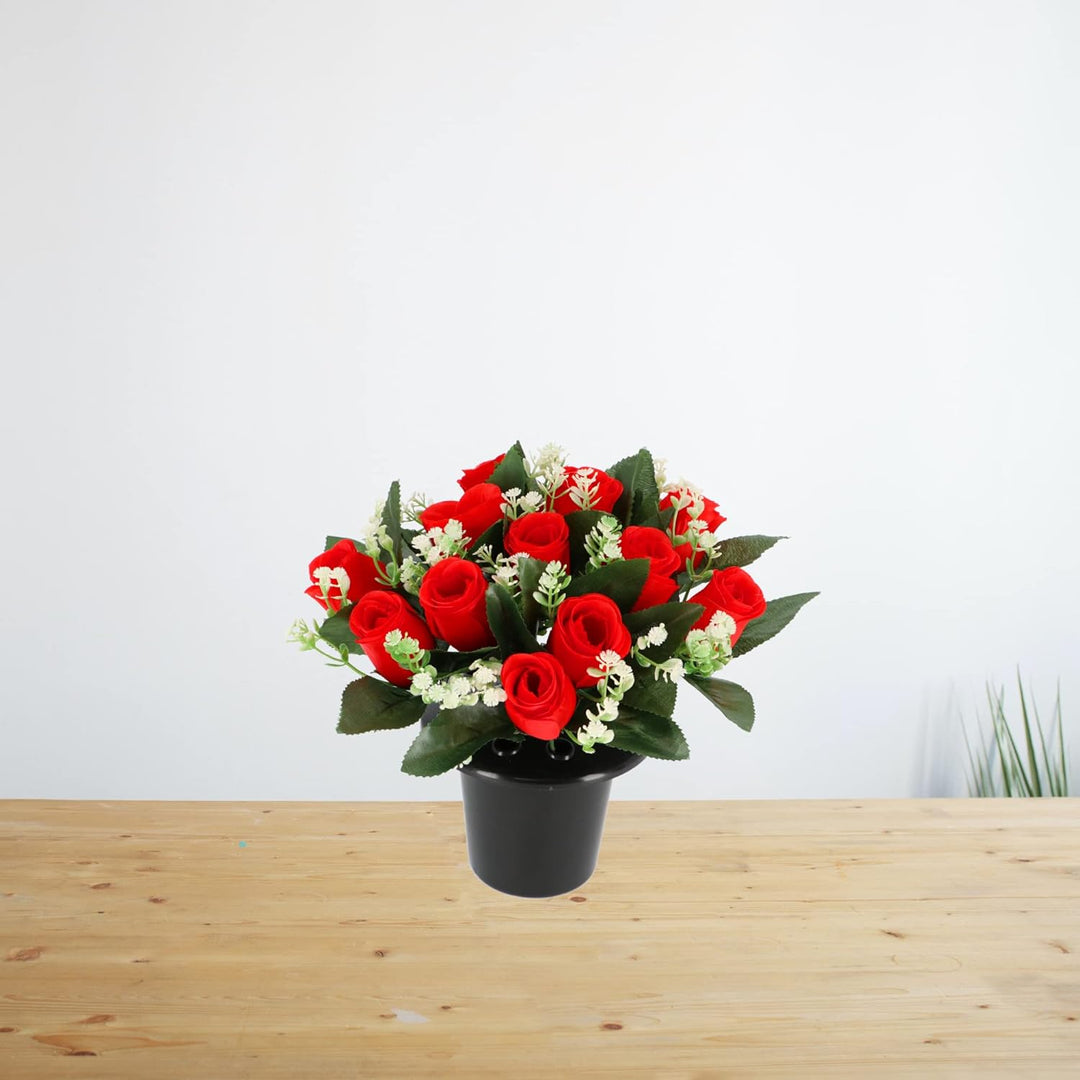 Artificial Flowers 12 Head Red Roses With Gyp