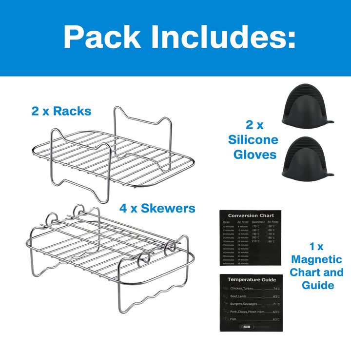 Air Fryer Rack Stainless Steel + Accessories Kit Suitable for Ninja Food Dual Zone Air Fryer