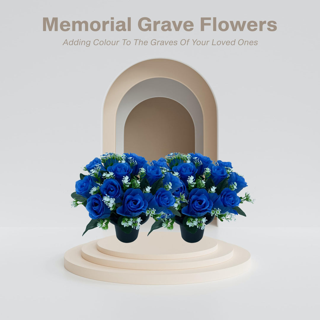 Pack Of 2 Artificial Blue Flowers Pots