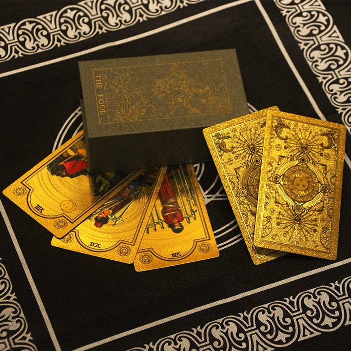 78pcs Luxury Gold Foil Tarot Deck | Gold Tarot Cards With 36 Page Guide Book