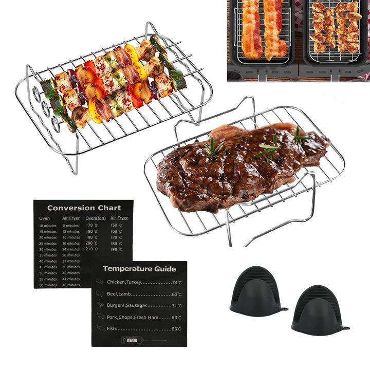 Air Fryer Rack Stainless Steel + Accessories Kit Suitable for Ninja Food Dual Zone Air Fryer