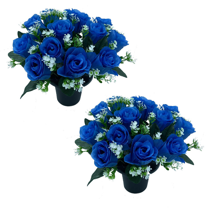 Pack Of 2 Artificial Blue Flowers Pots